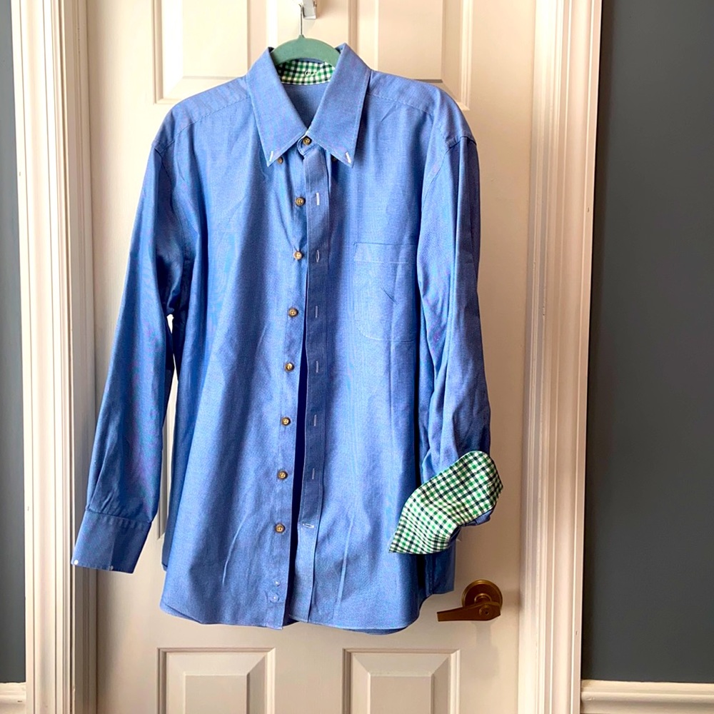 Blue Button Down w Contrast Fabric